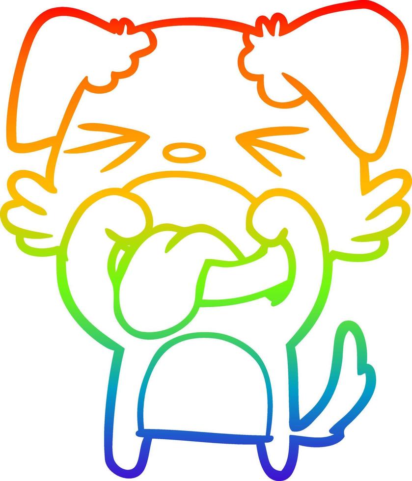 rainbow gradient line drawing cartoon disgusted dog vector