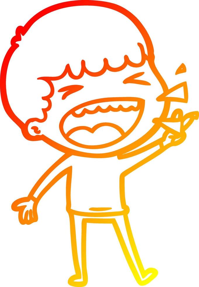 warm gradient line drawing cartoon laughing man vector