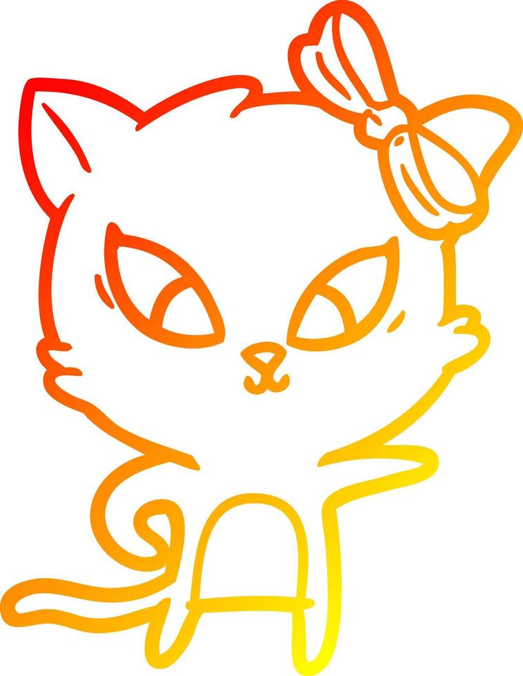 warm gradient line drawing cartoon cat vector