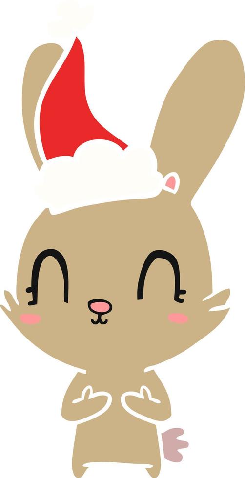 Linda ilustración de color plano de un conejo con gorro de Papá Noel  10592679 Vector en Vecteezy