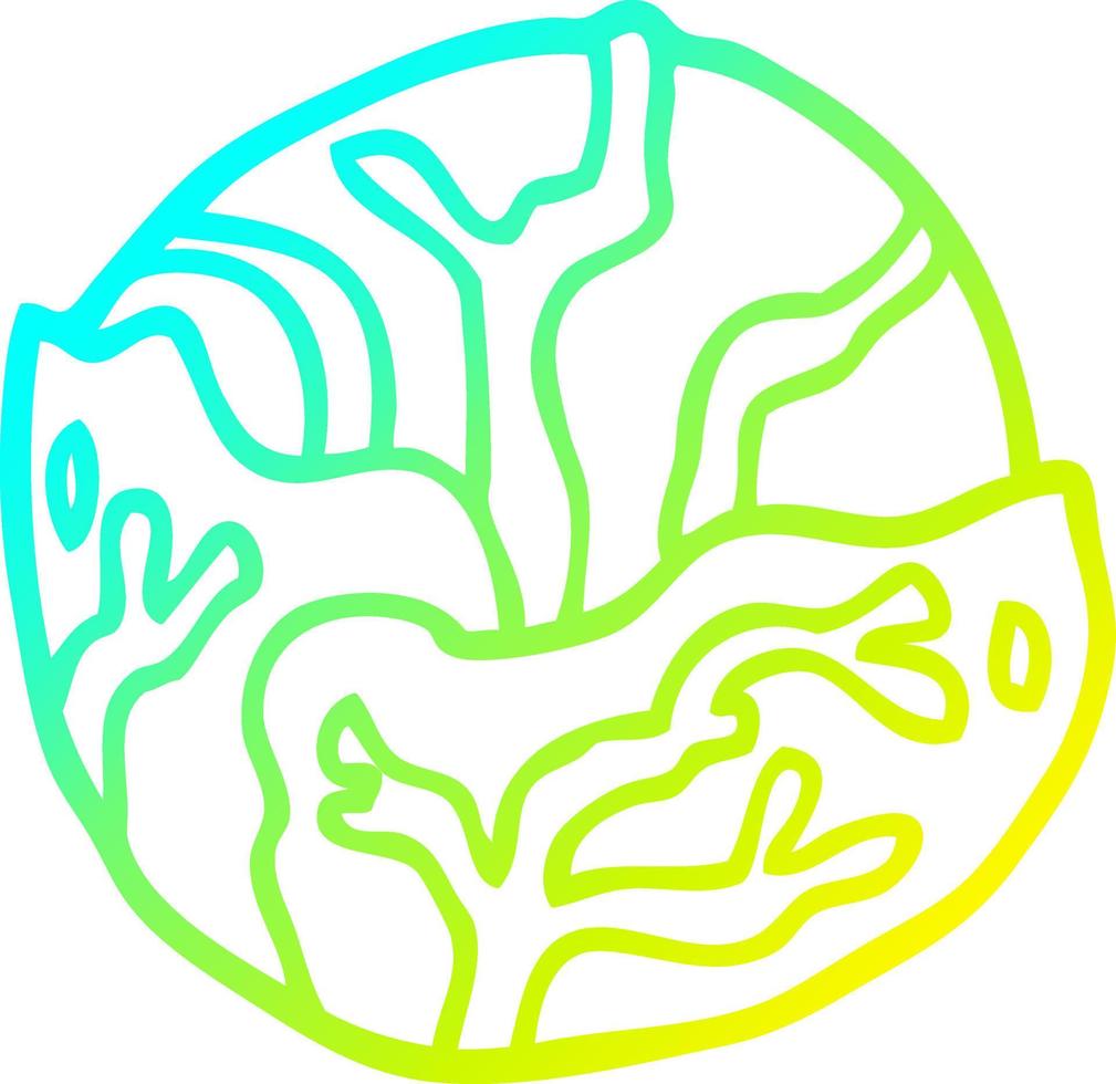 cold gradient line drawing cartoon cabbage vector