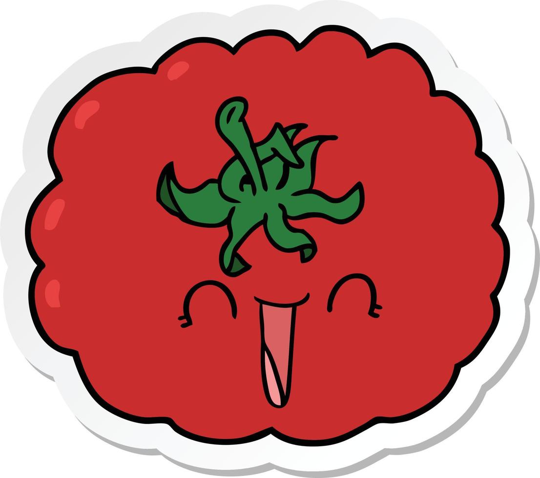 sticker of a cartoon happy tomato vector