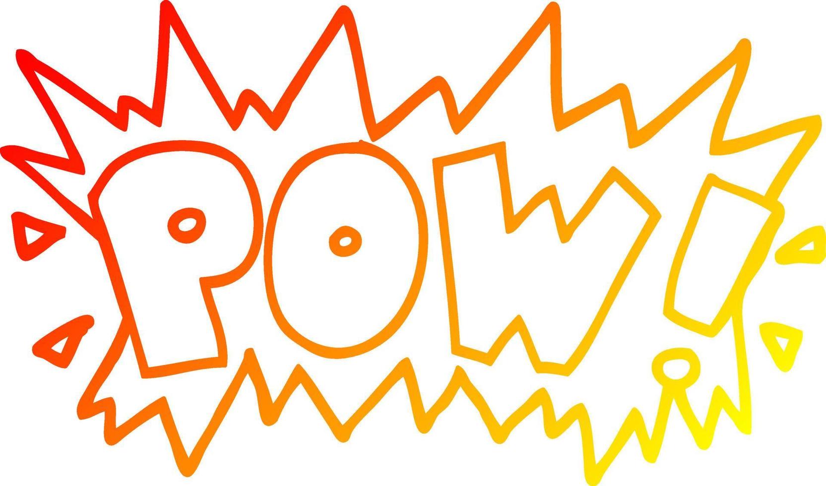 warm gradient line drawing cartoon word pow vector