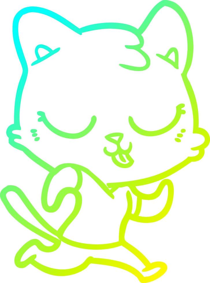 cold gradient line drawing cartoon cat vector