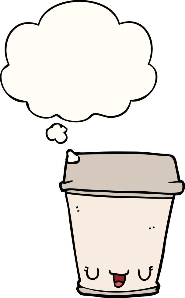 cartoon coffee cup and thought bubble vector