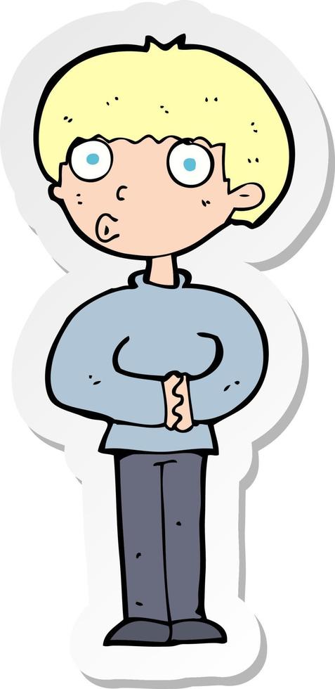 sticker of a cartoon curious man vector