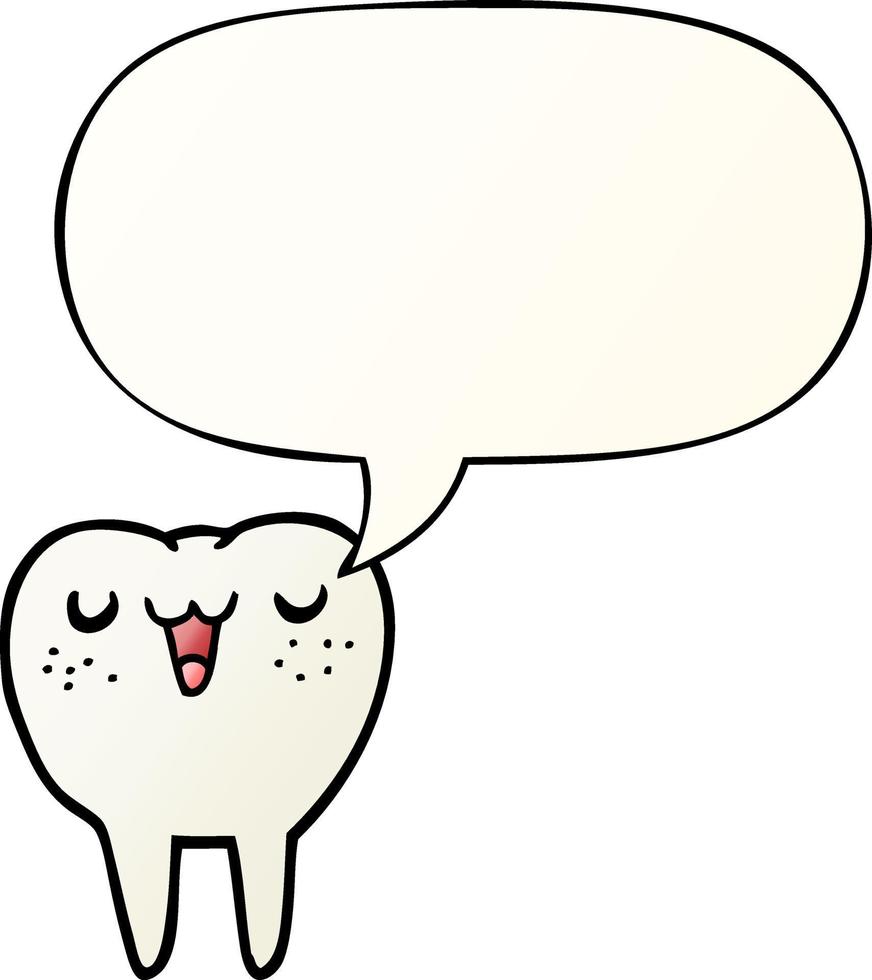 cartoon tooth and speech bubble in smooth gradient style vector