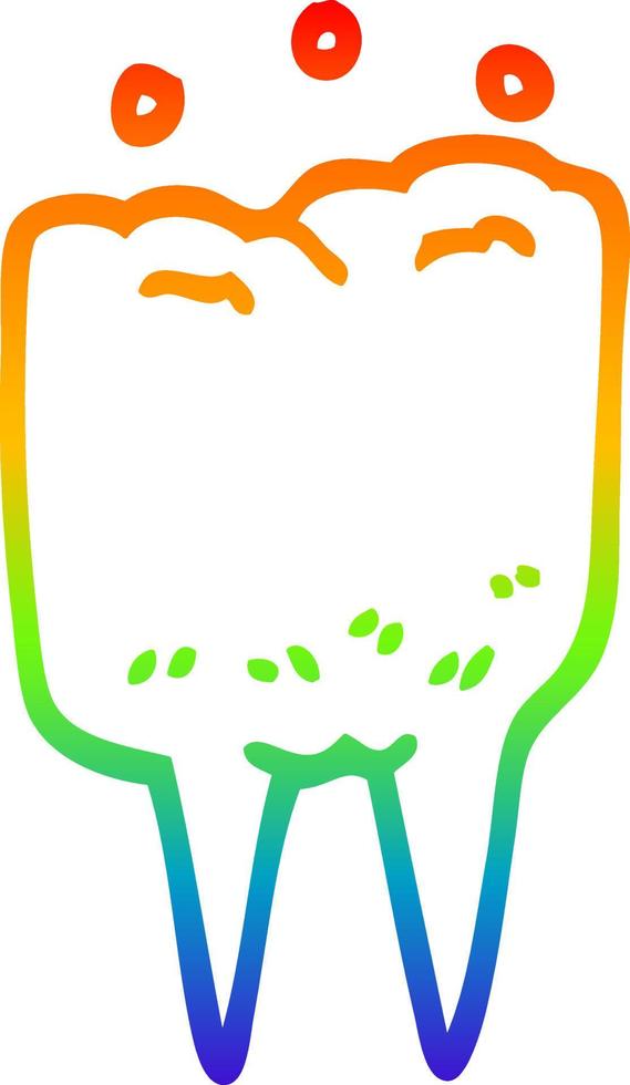 rainbow gradient line drawing cartoon tooth vector