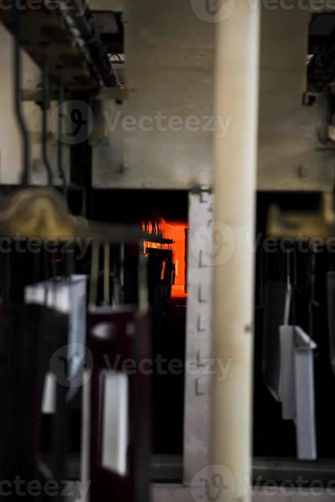 Closeup detail of the stoves in factory photo