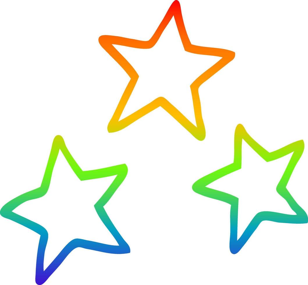 rainbow gradient line drawing cartoon stars vector