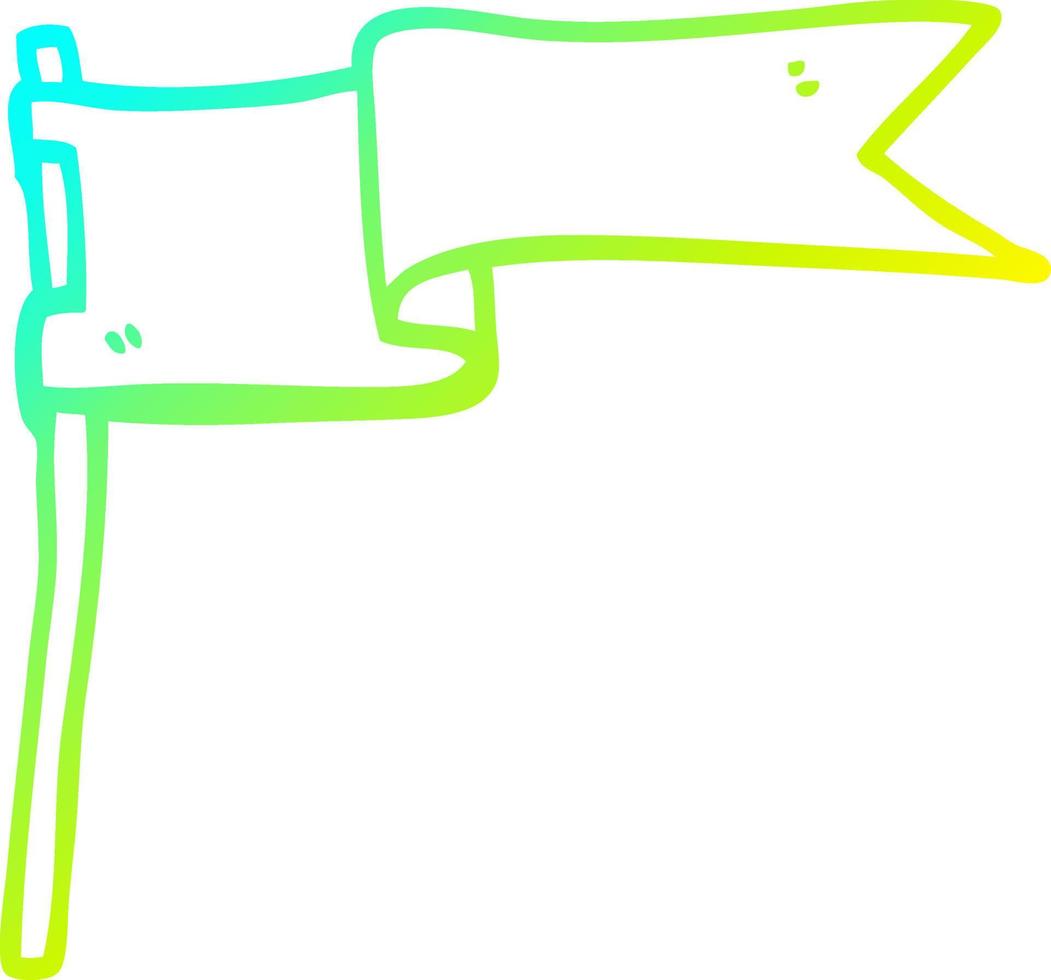cold gradient line drawing cartoon flag waving in wind vector