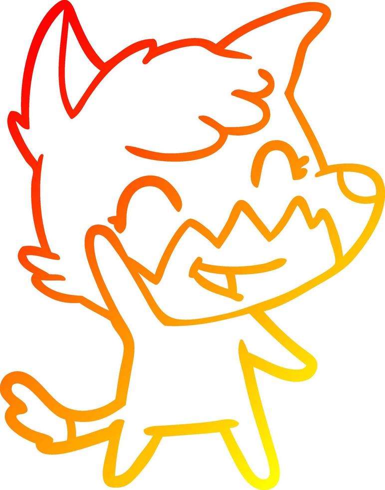 warm gradient line drawing happy cartoon fox vector