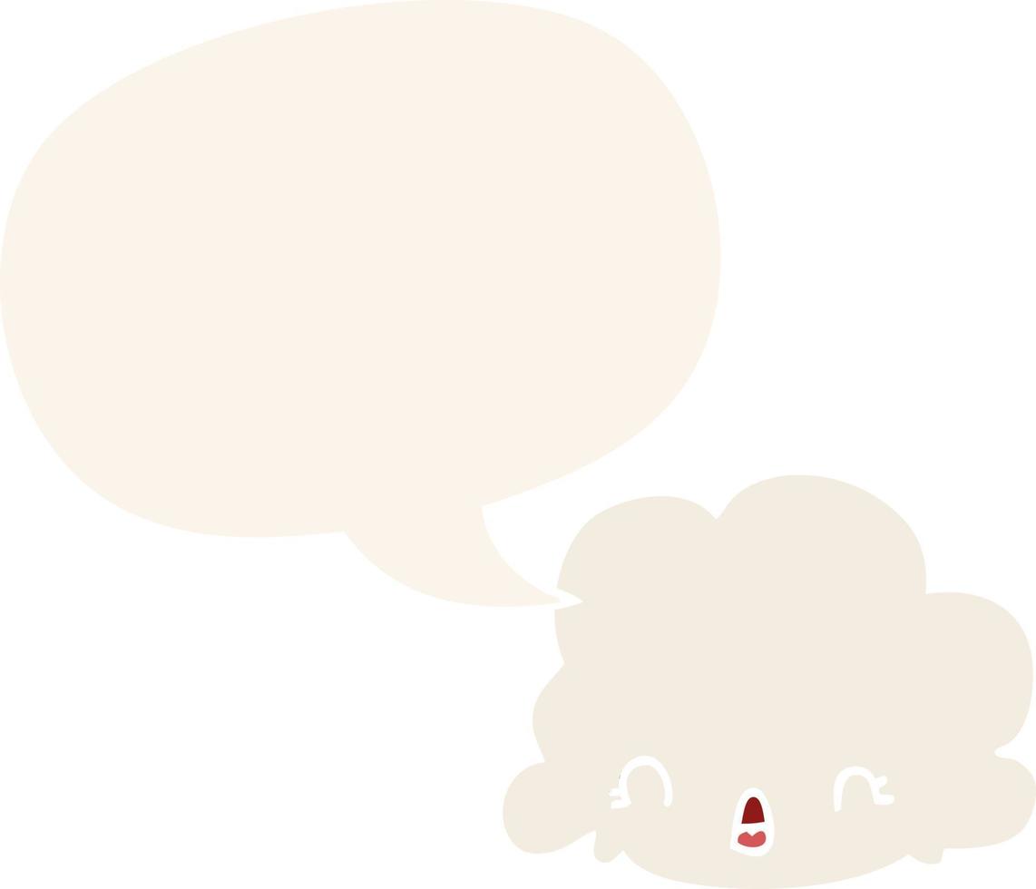 cartoon cloud and speech bubble in retro style vector