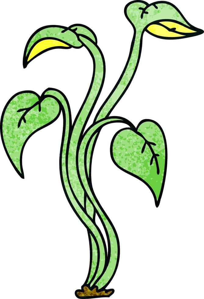 quirky hand drawn cartoon plant vector