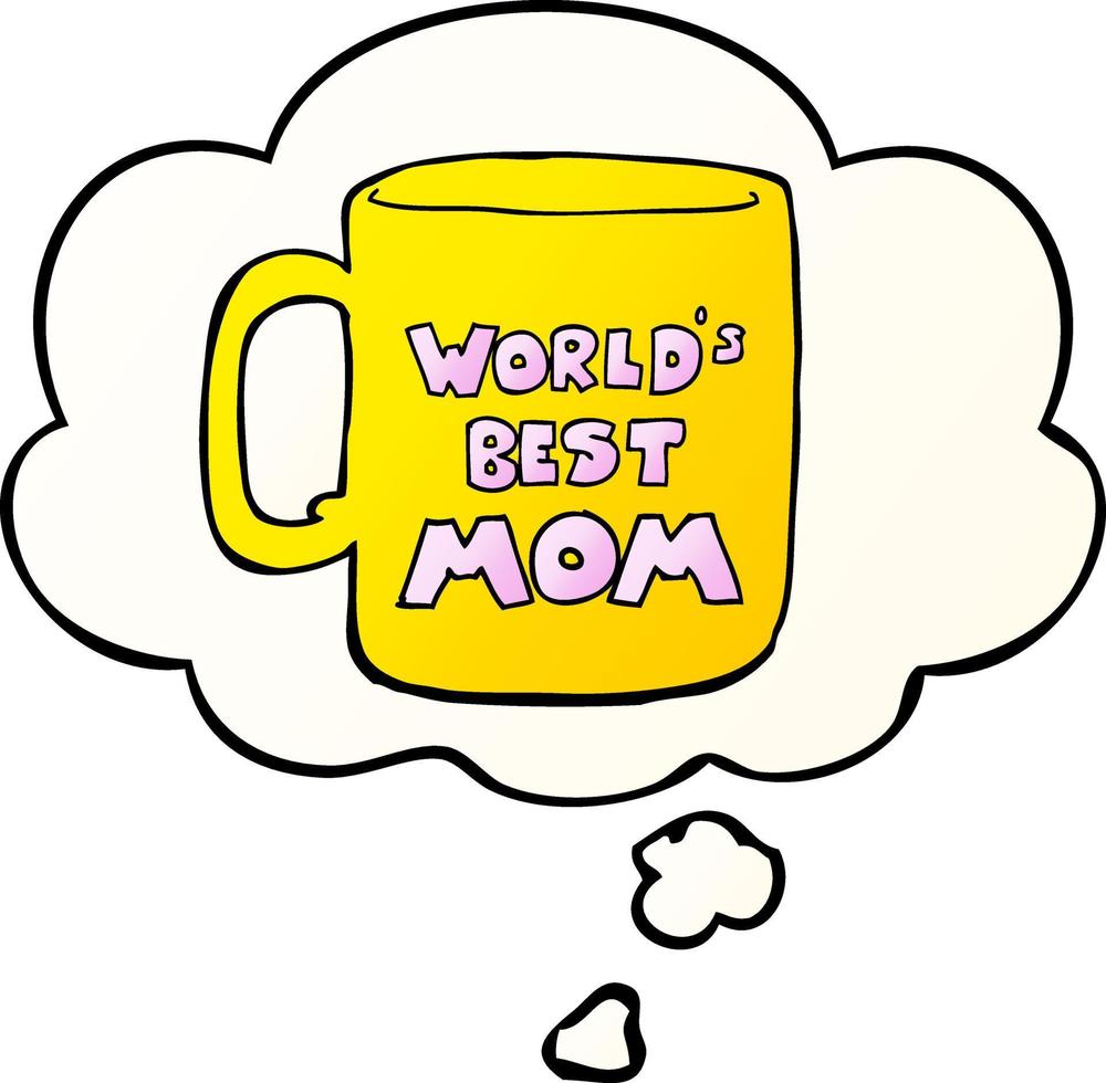 la mejor taza de mamá del mundo y burbuja de pensamiento en un estilo degradado suave vector