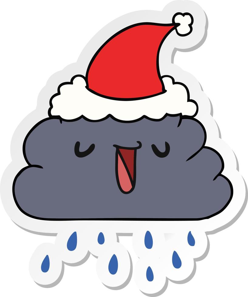 christmas sticker cartoon  kawaii rain cloud vector