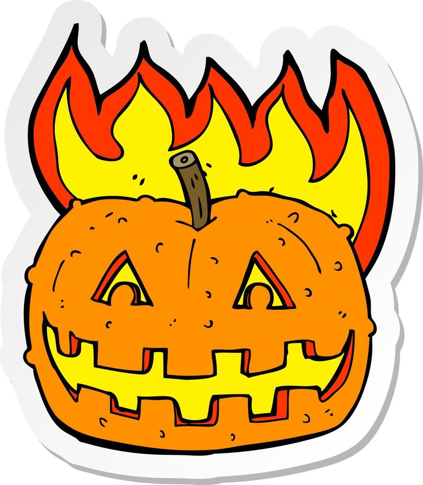 sticker of a cartoon pumpkin vector