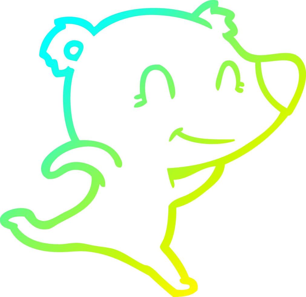 cold gradient line drawing friendly bear running cartoon vector