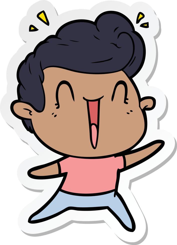 sticker of a cartoon excited man vector