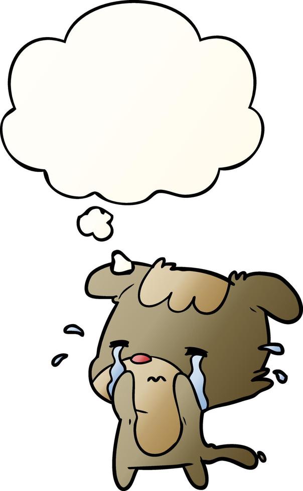 cartoon sad dog and thought bubble in smooth gradient style vector