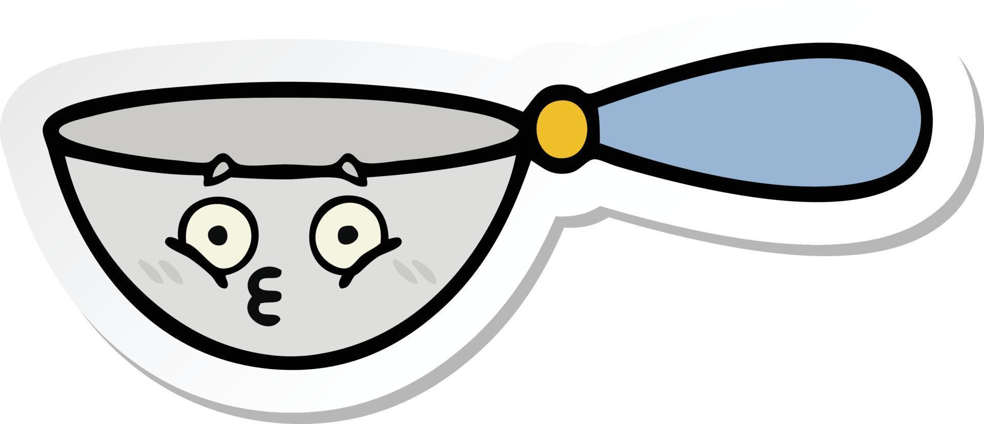 sticker of a cute cartoon measuring spoon vector
