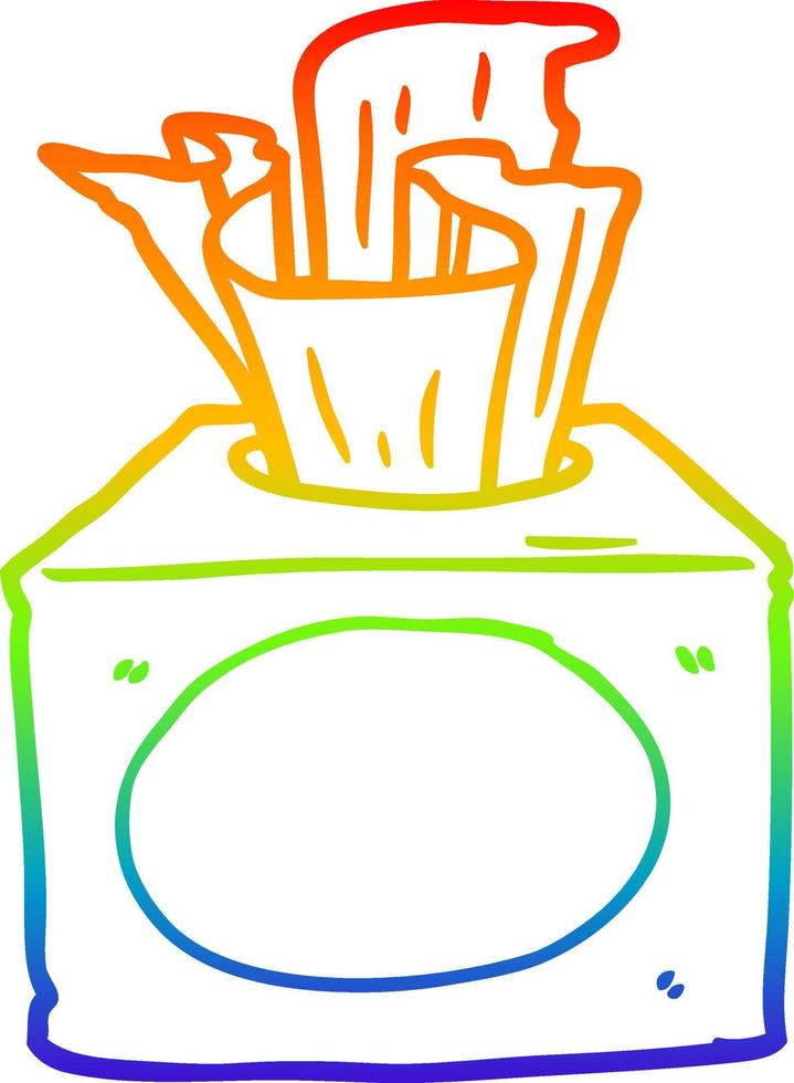 rainbow gradient line drawing box of tissues vector