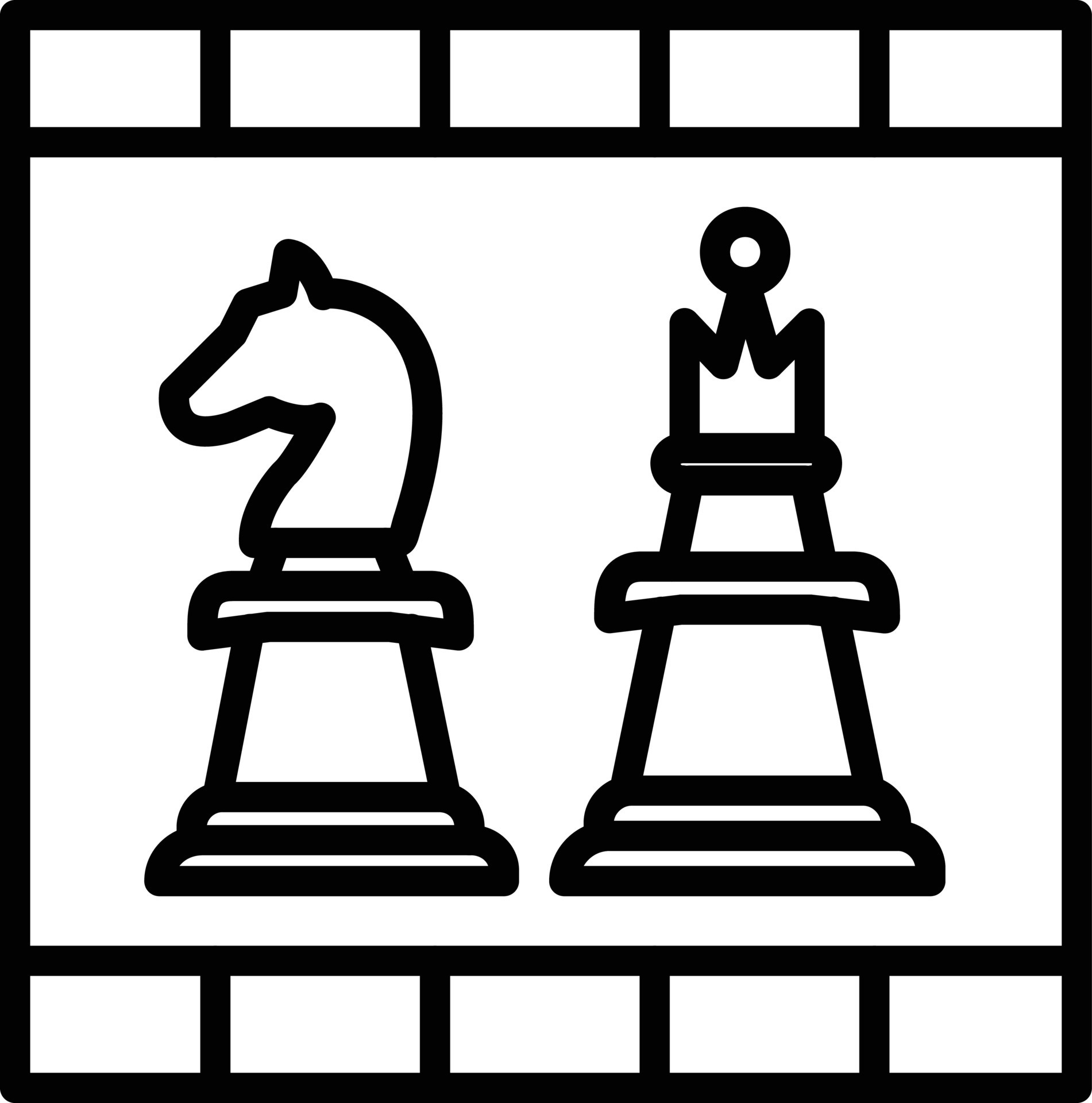 Chess Titans Line Icon Concept Sign Outline Vector Illustration