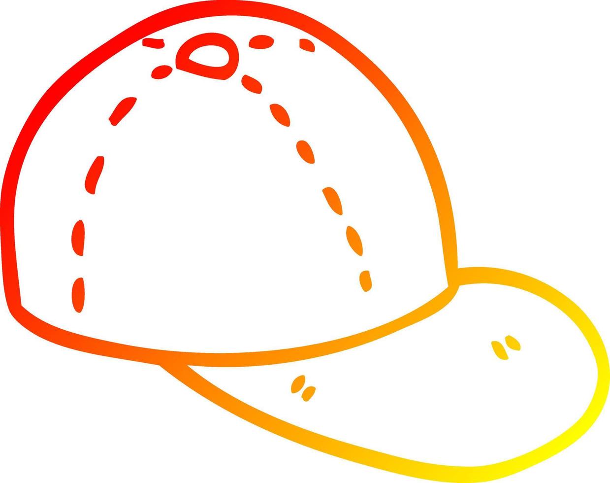 gorra con visera de dibujos animados de dibujo de línea de gradiente cálido vector