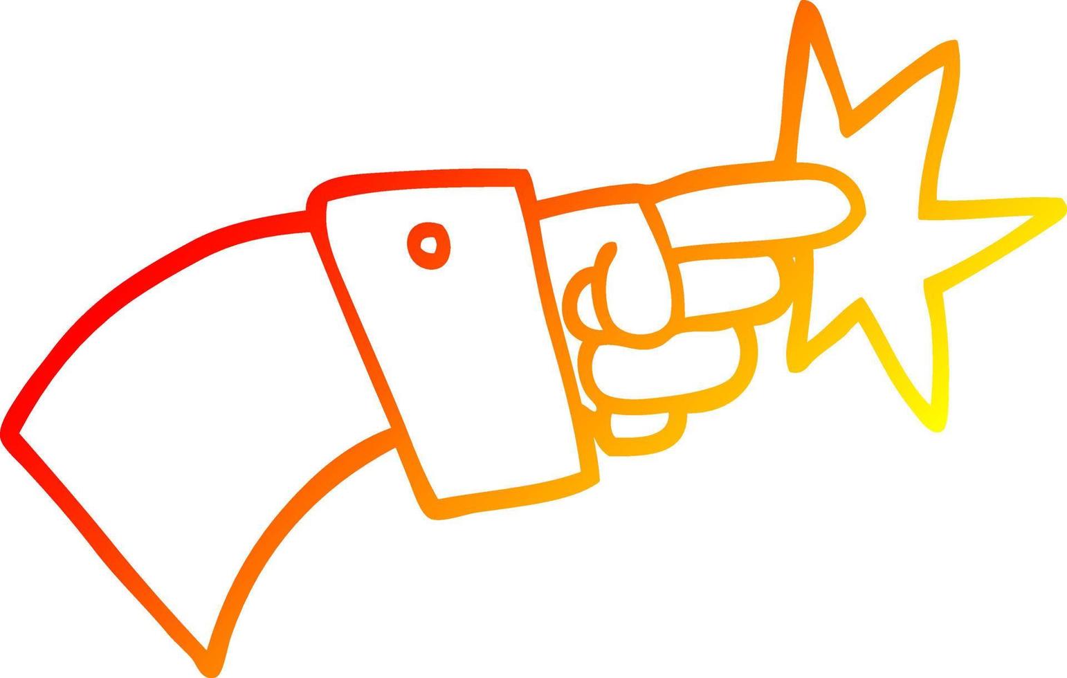 warm gradient line drawing cartoon pointing hand icon vector