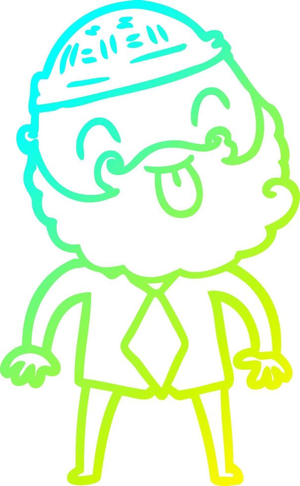 cold gradient line drawing man with beard with hat and shirt vector