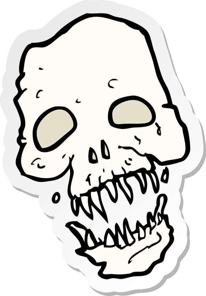 sticker of a cartoon scary skull vector