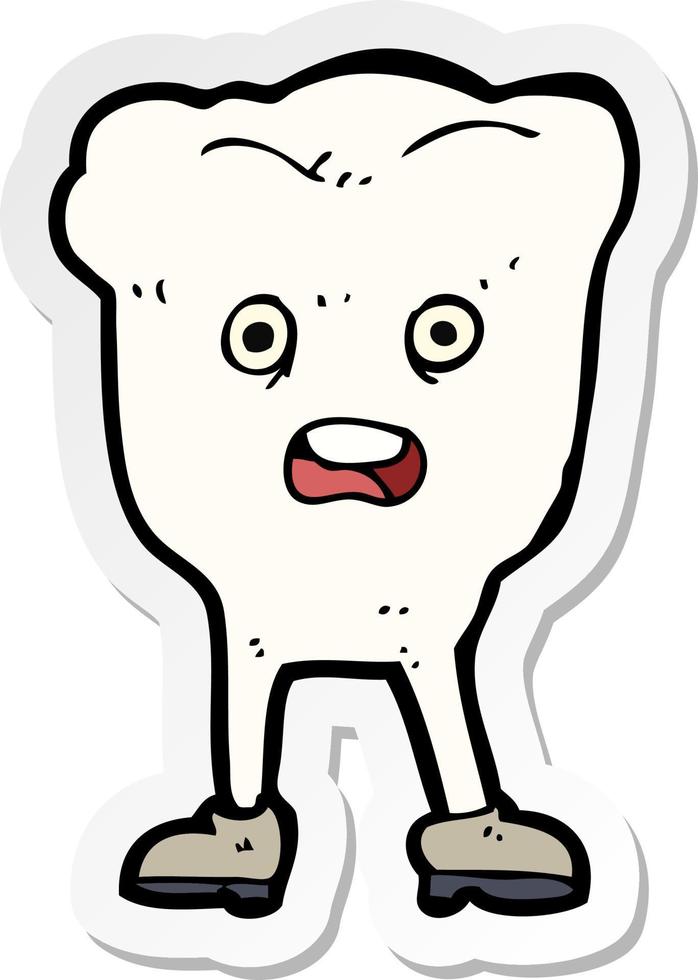 sticker of a cartoon tooth looking afraid vector
