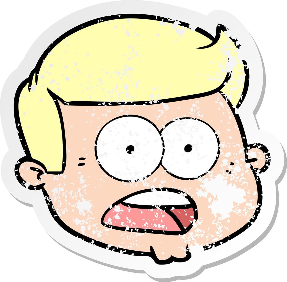 distressed sticker of a cartoon male face vector