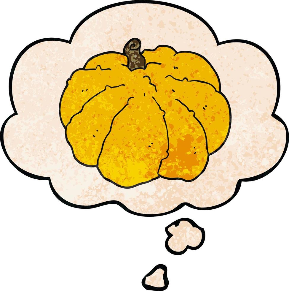 cartoon squash and thought bubble in grunge texture pattern style vector