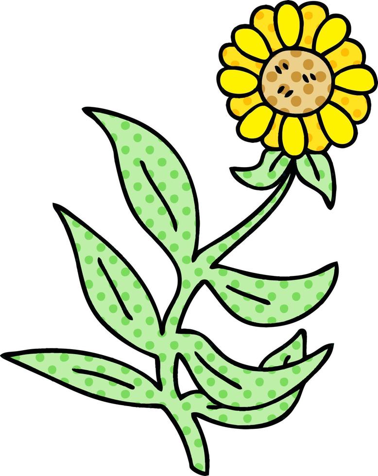 quirky comic book style cartoon flower vector