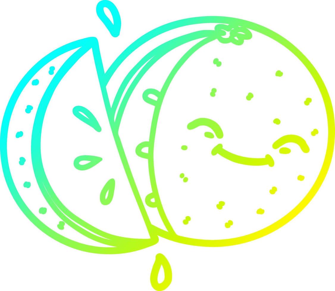 cold gradient line drawing cartoon sliced orange vector