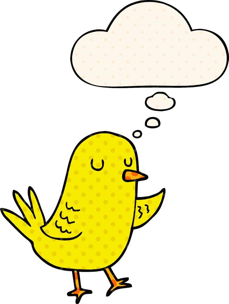 cartoon bird and thought bubble in comic book style vector