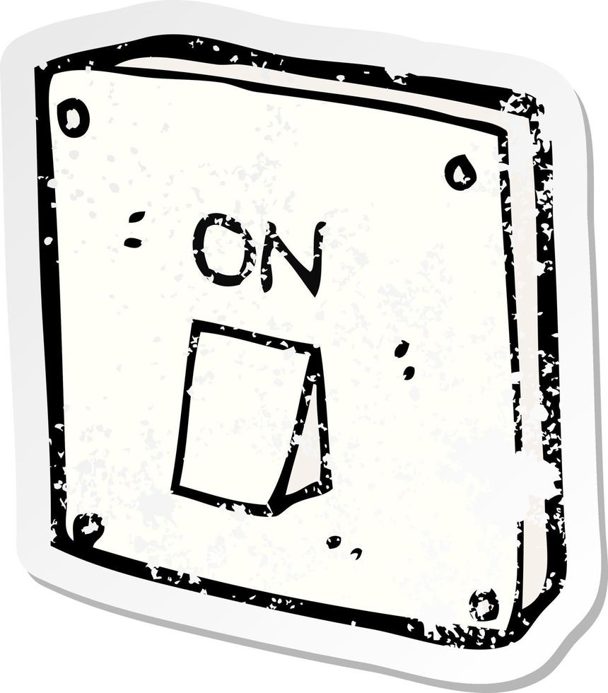 retro distressed sticker of a cartoon light switch vector