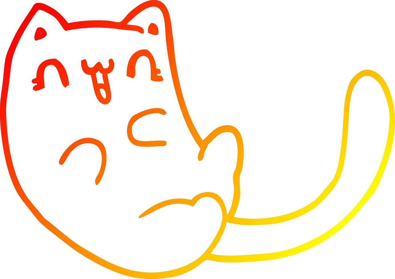 warm gradient line drawing cartoon cat vector