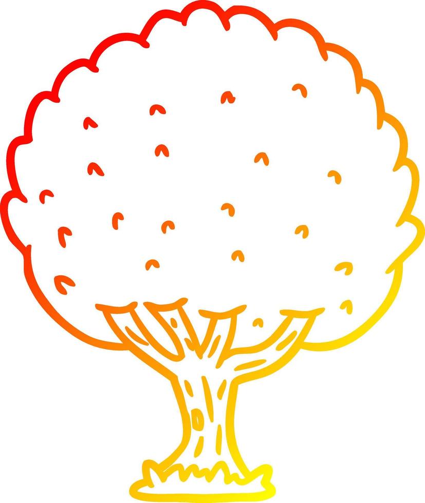 warm gradient line drawing Cartoon tree vector