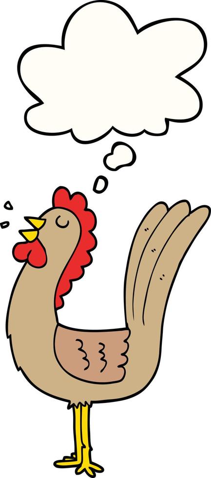 cartoon rooster and thought bubble vector