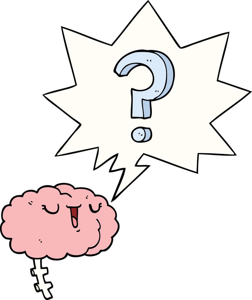 cartoon curious brain and speech bubble vector