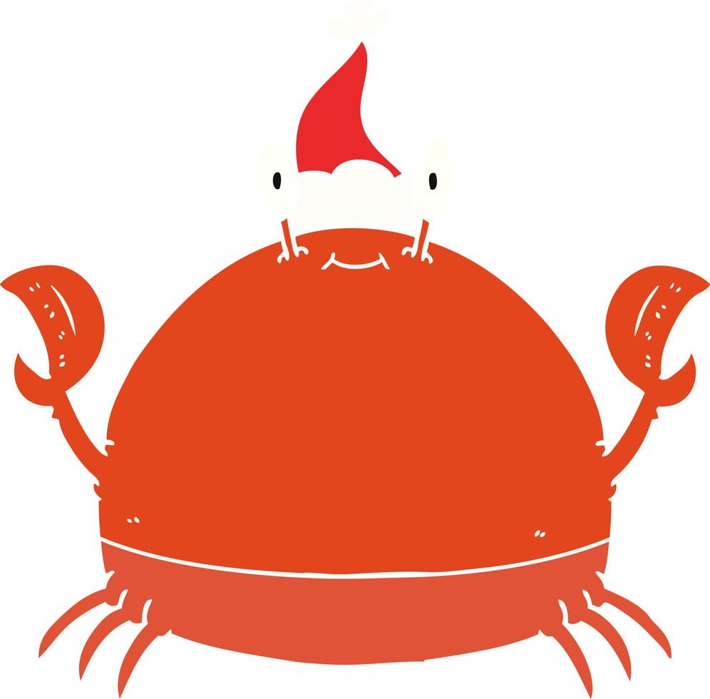 flat color illustration of a crab wearing santa hat 10593648 Vector Art