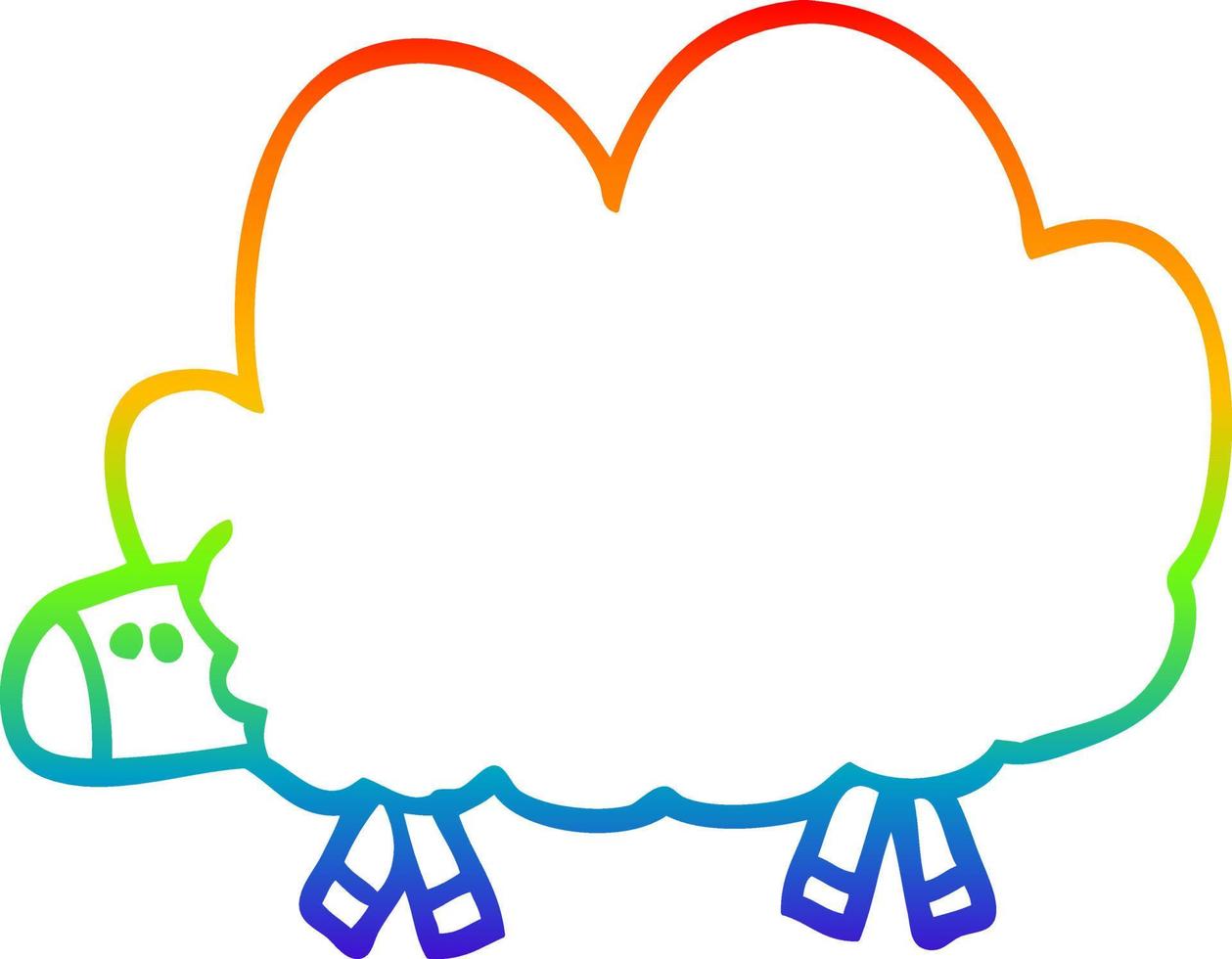 rainbow gradient line drawing cartoon black sheep vector