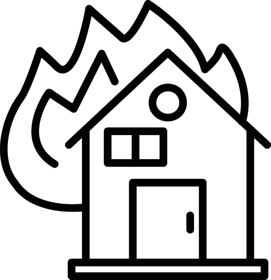 House Burning Line Icon vector