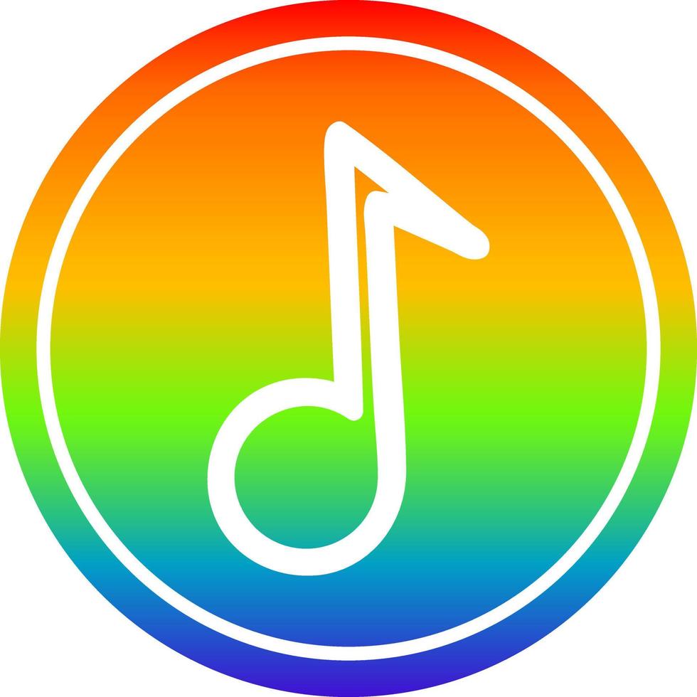 nota musical circular en el espectro del arco iris vector