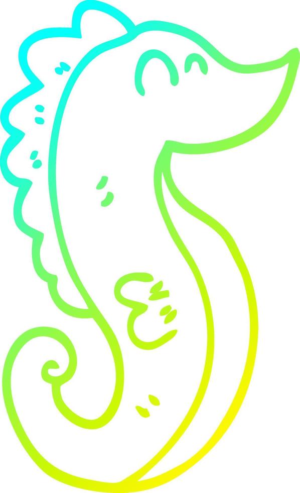 cold gradient line drawing cartoon sea horse vector
