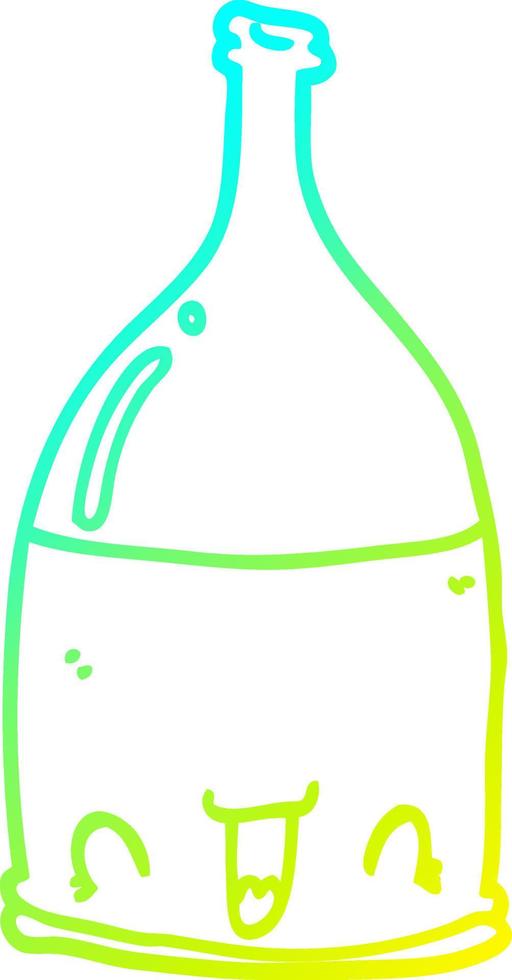 cold gradient line drawing cartoon wine bottle vector