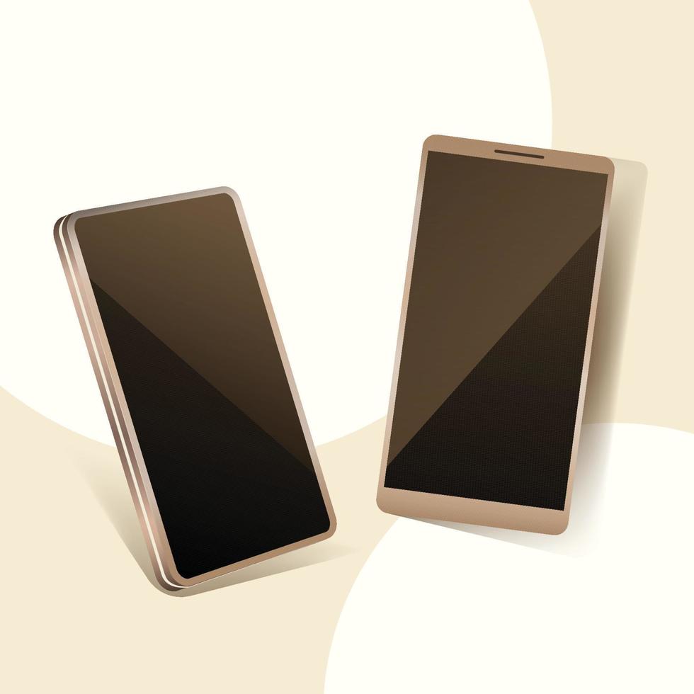 Gold Mobile Phone Mock Up Template vector