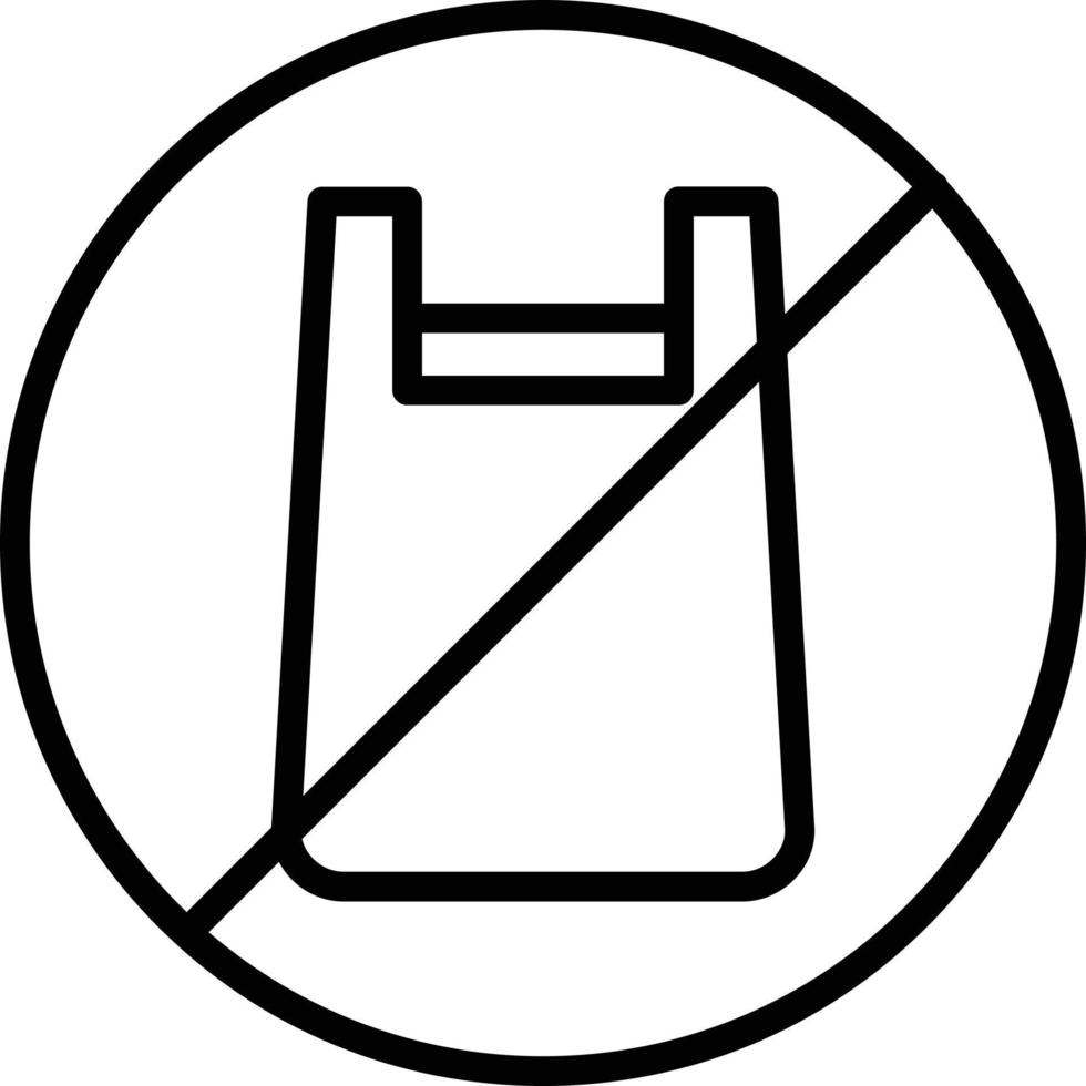 No Plastic Bag Line Icon vector